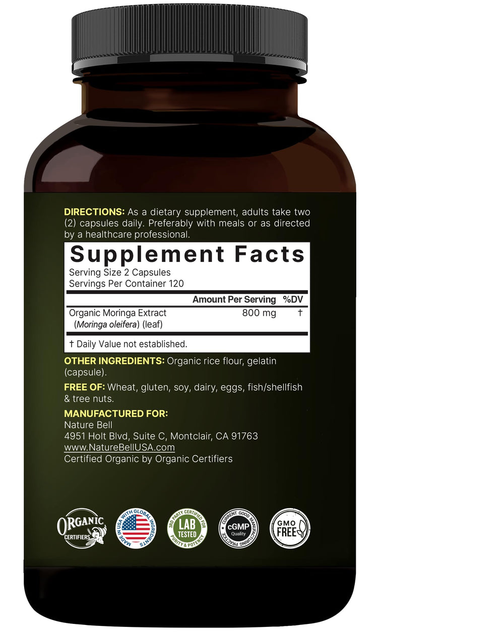 NatureBell Moringa bottle packaging