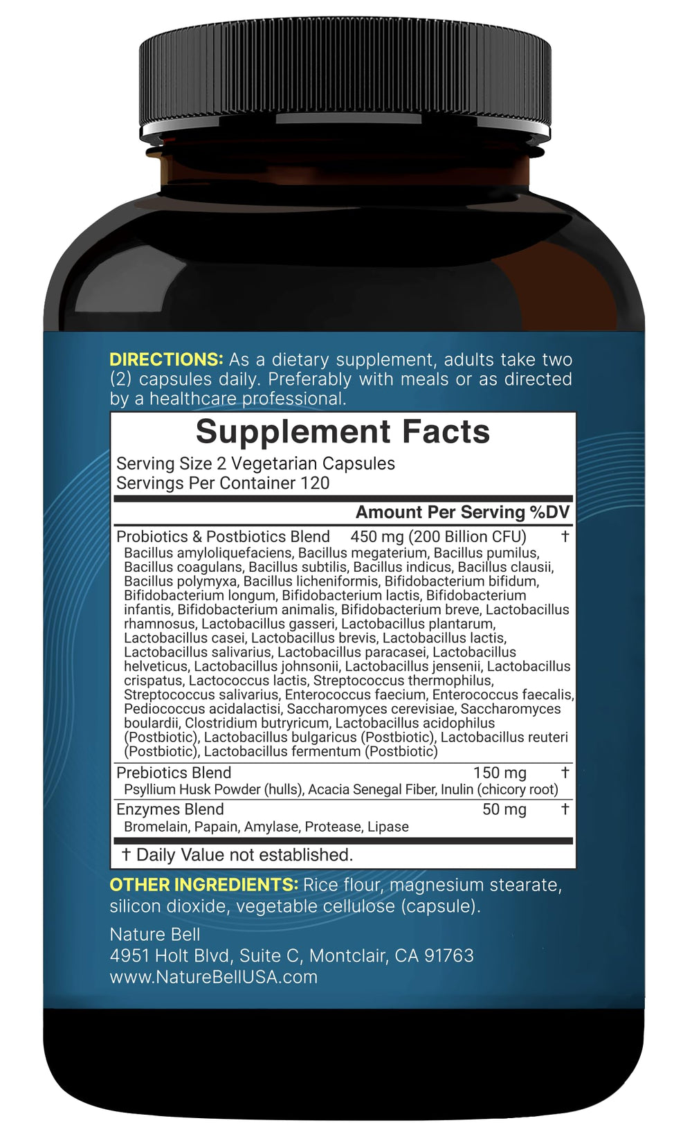 Non-GMO and allergen-free labeling on bottle