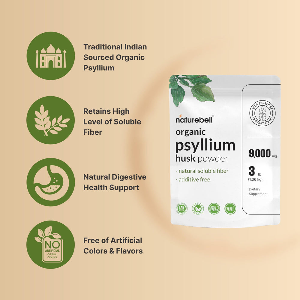 Psyllium husk powder unflavored, plant-based fiber supplement
