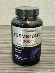 Close-up of NatureBell Resveratrol bottle label