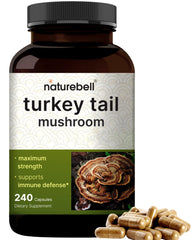 NatureBell Turkey Tail Mushroom capsules bottle, 240-count