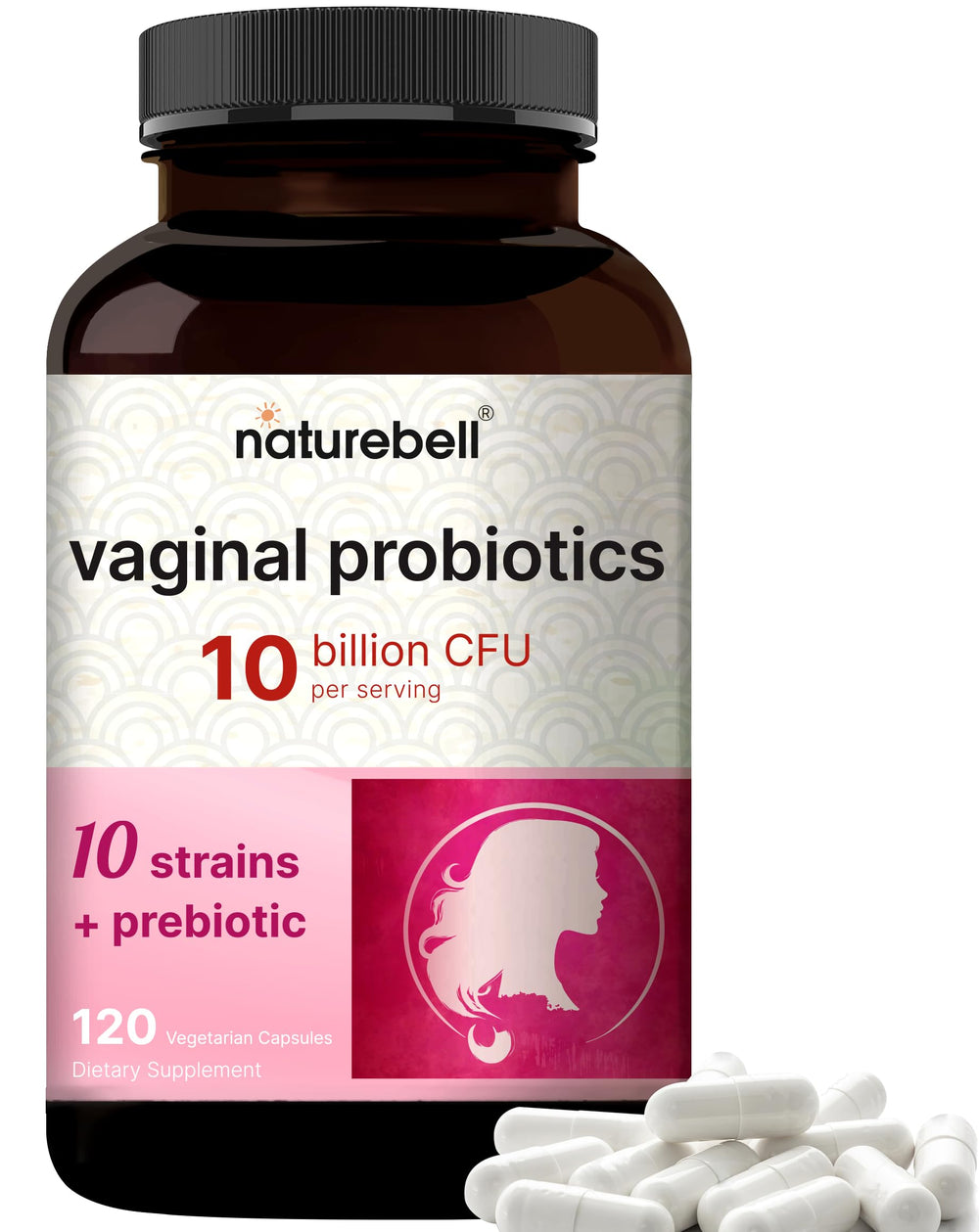 NatureBell Vaginal Probiotics bottle with 120 veggie capsules