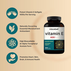 Vitamin E oil softgels packaging and bottle