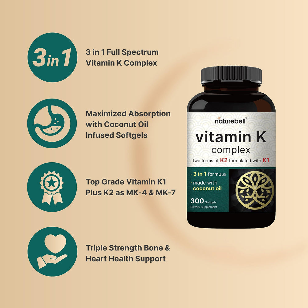 Graphic showing 3-in-1 full spectrum vitamin K formula