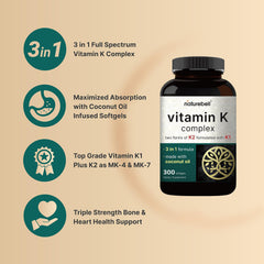 Graphic showing 3-in-1 full spectrum vitamin K formula