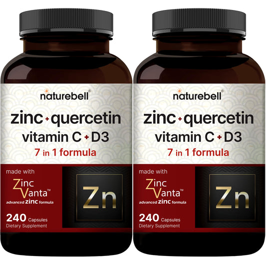 Product shot of NatureBell Zinc Quercetin 480 capsules 2-pack