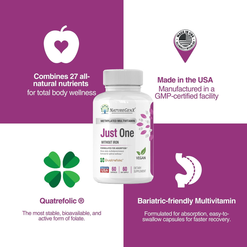 NatureGenX Just One Daily 4-month supply graphic for long-lasting nutrition.