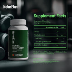 Packaging showing NaturElan Creatine Monohydrate Gummies label