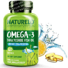 Naturelo Burpless Omega-3 Fish Oil Softgel bottle front view
