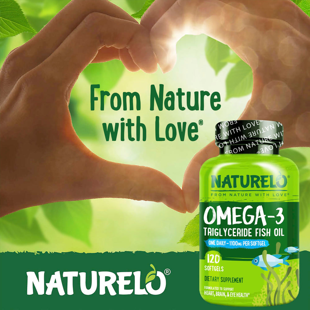 Naturelo Burpless Omega-3 softgels close-up highlights triglyceride absorption.