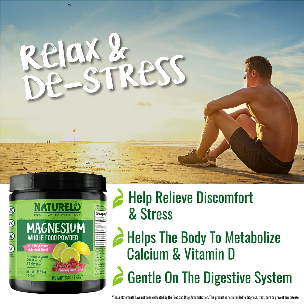 Vegan, non-GMO, sugar-free Naturelo magnesium powder