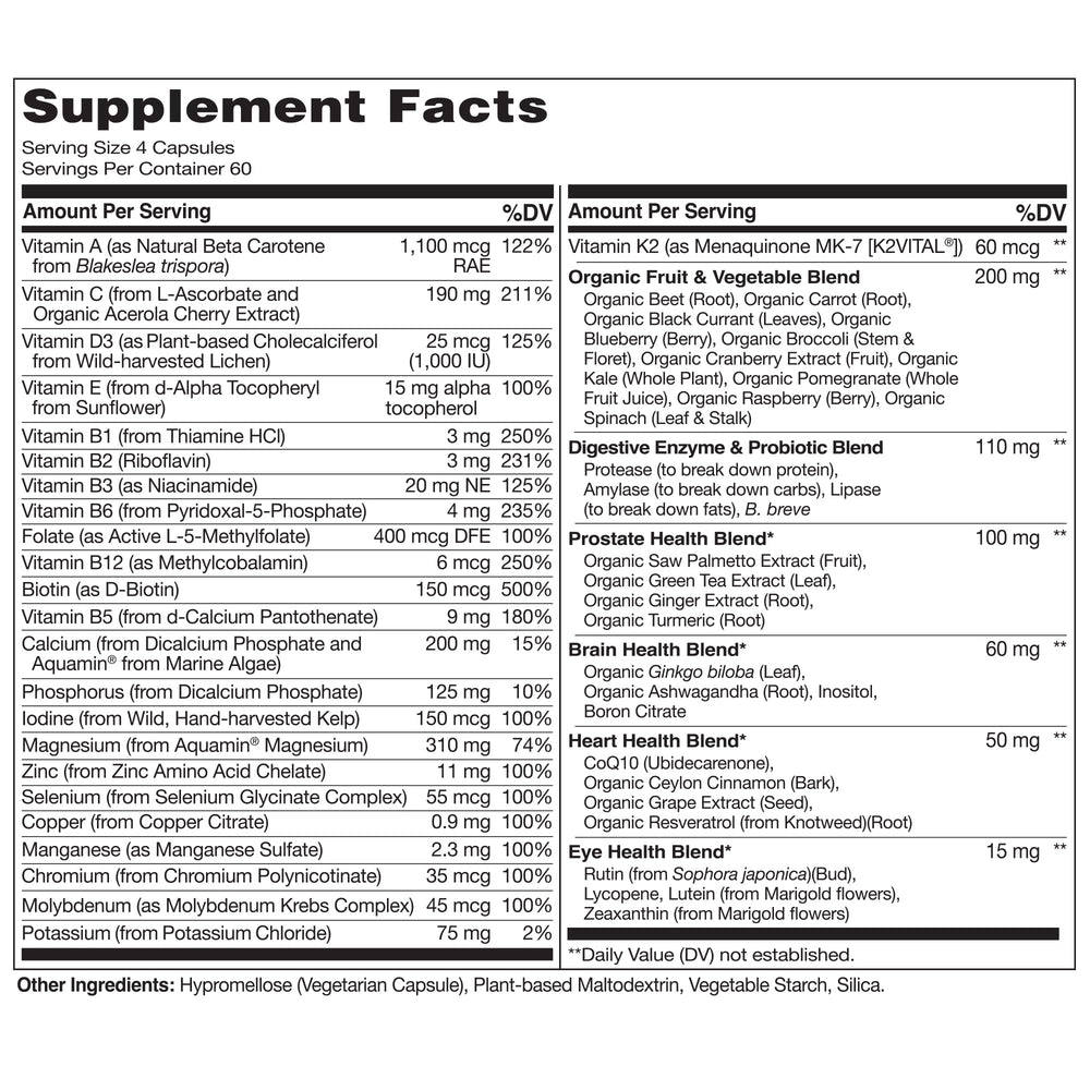 Capsules of NATURELO multivitamin for men (vegan)