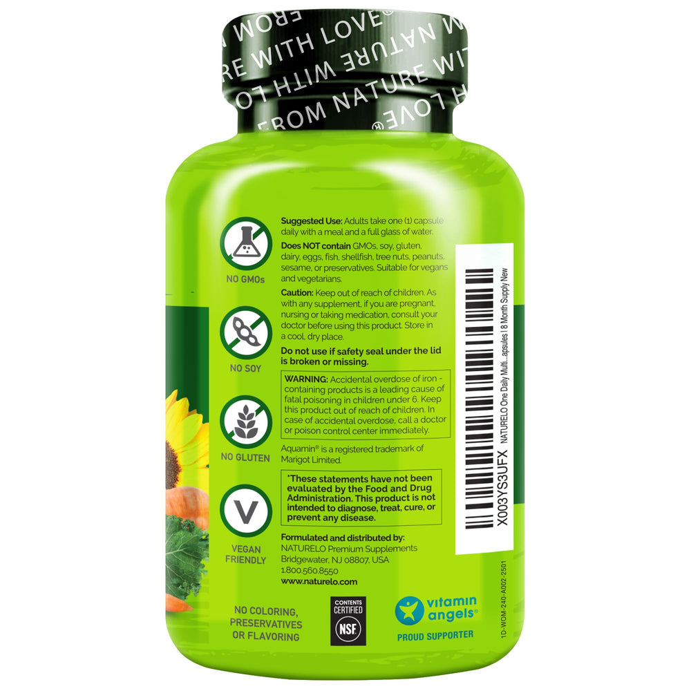 NATURELO One Daily Multivitamin for Women lifestyle imagery with energy and beauty benefits.