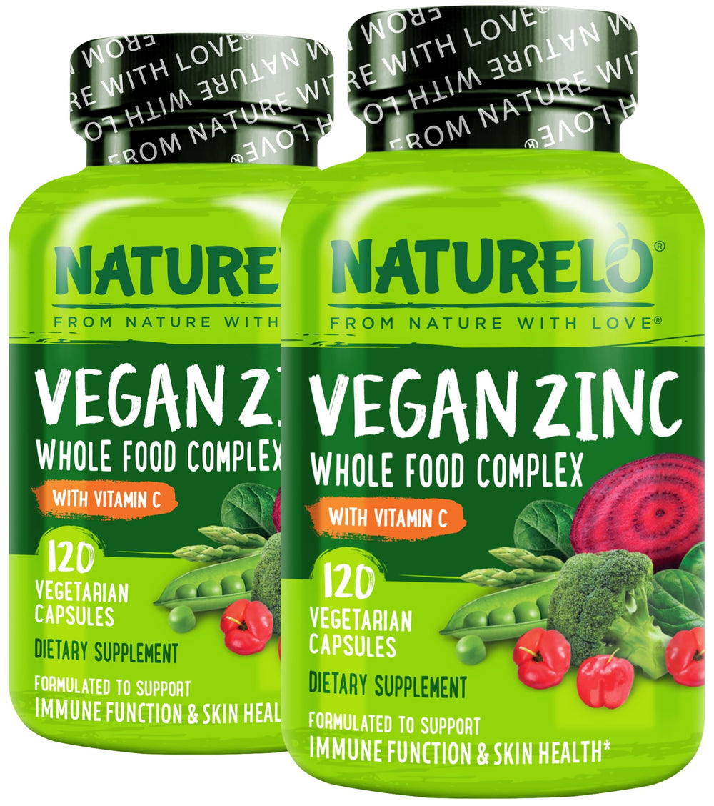 NATURELO Vegan Zinc Immune Support bottle with 120 capsules (pack of 2)