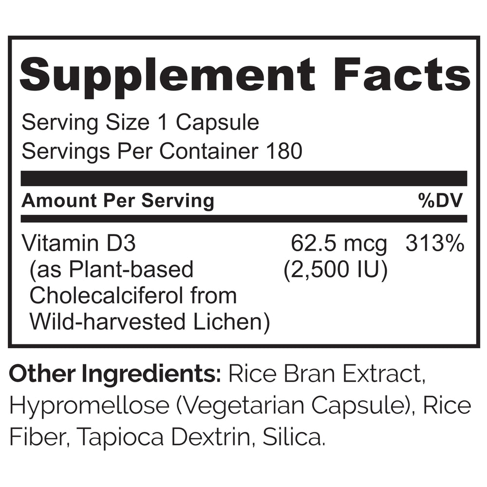 Front view of Naturelo Vitamin D3 packaging