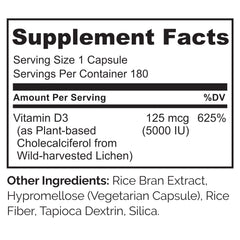 Back of bottle displaying supplement facts and serving size