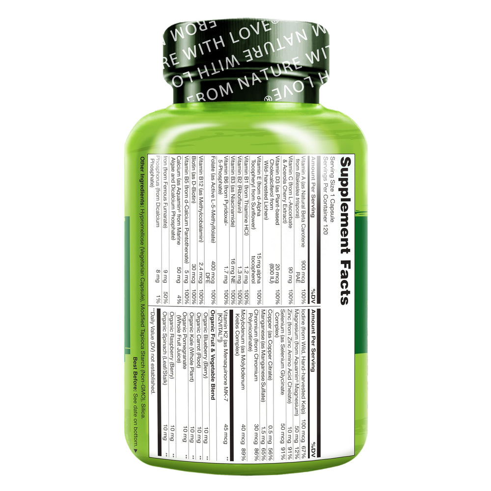 Made in USA GMP facility label on Naturelo multivitamin