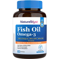 NatureMyst Omega-3 Fish Oil bottle with packaging