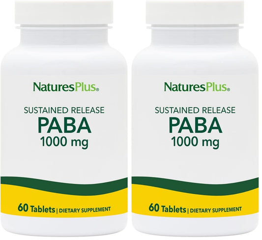 NaturesPlus PABA sustained release 1000 mg bottle front view, pack of 2