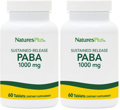 NaturesPlus PABA sustained release 1000 mg bottle front view, pack of 2