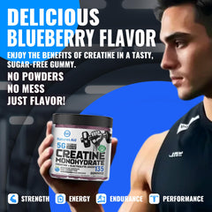 Blueberry electrolyte flavor close-up of gummies