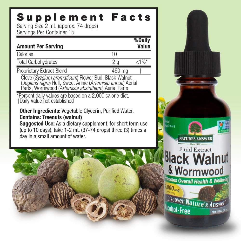 Ingredients: Black Walnut hull extract, Wormwood, Sweet Annie, and Clove
