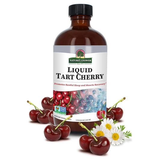 Front view of Nature's Answer Tart Cherry 8 oz liquid bottle