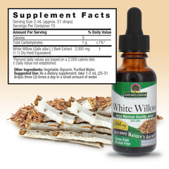 Nature's Answer White Willow Bark Extract USA-made bottle highlights trusted domestic production