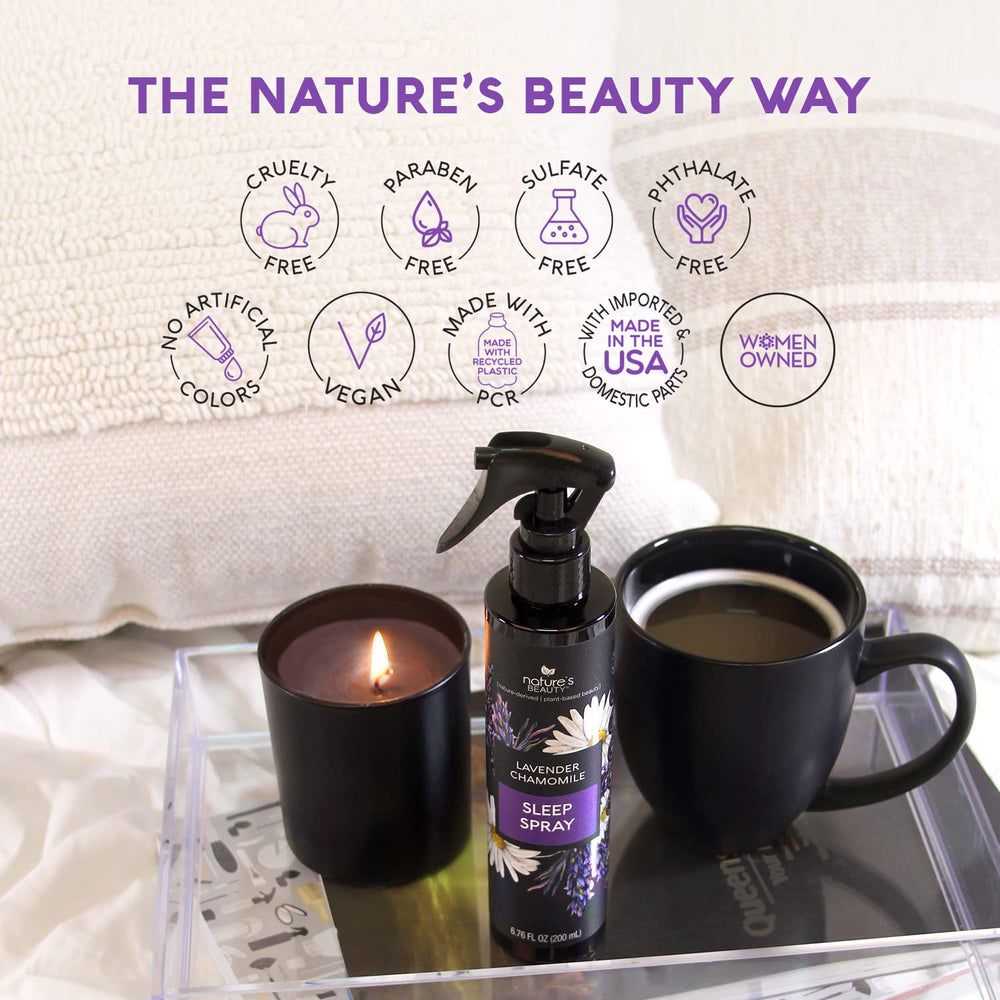 Calming scent notes: vanilla, lavender, chamomile, citrus