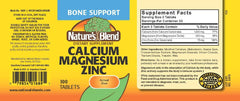 Close-up of Nature's Blend Calcium Magnesium Zinc Tabs tablets - unflavored