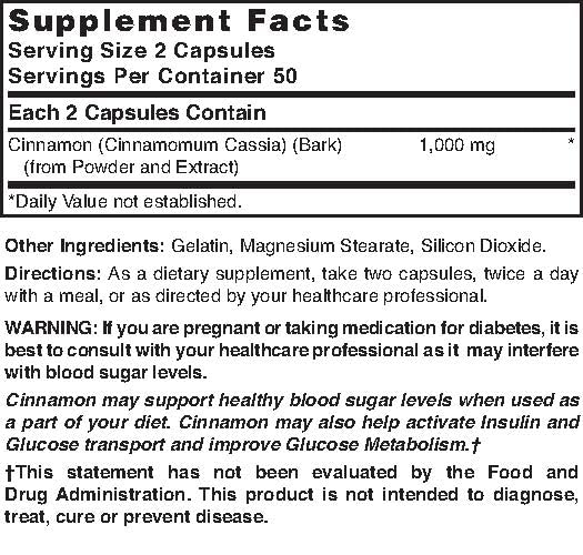 Box of Nature's Blend Cinnamon 1,000 mg 100 Caps packaging