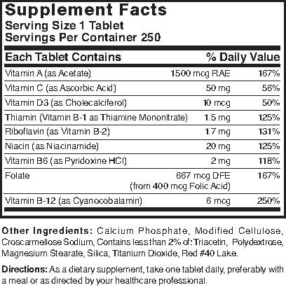 Nature's Blend Daily Vite 250 Tablets bottle with capsules close-up