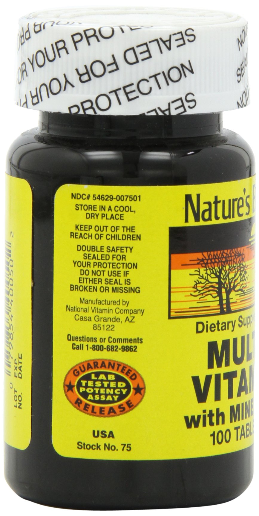 Nutrition facts and ingredients area on NAT B bottle