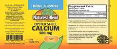 Close-up of Nature's Blend Oyster Shell Calcium label