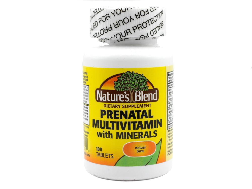 Nature's Blend Prenatal Formula Multivitamin bottle front view - 100 tabs