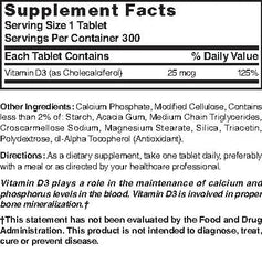 Close-up of Nature's Blend Vitamin D3 1000 IU tablets