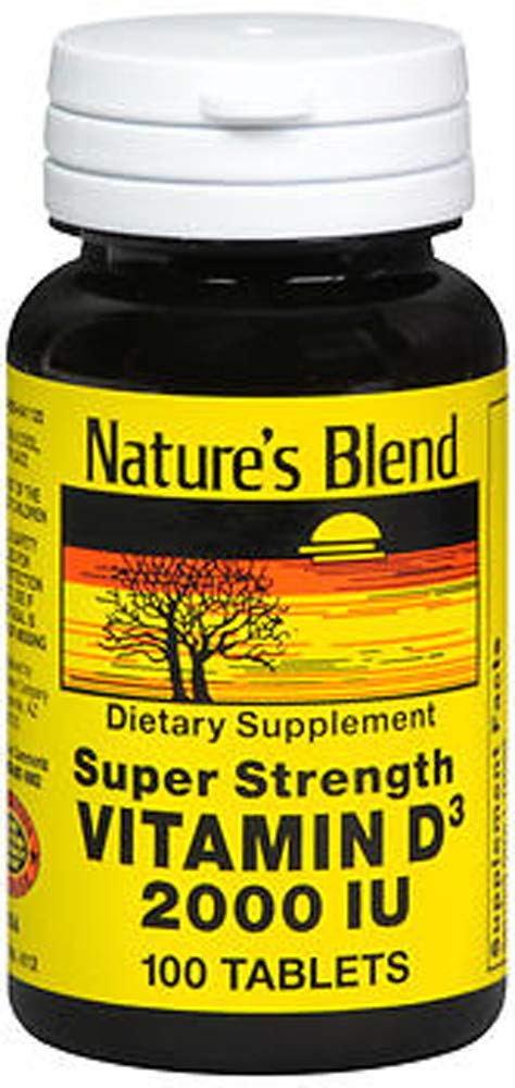 Nature's Blend Vitamin D3 2000 IU Super Strength - 3 bottles, 100 tablets each (300 total tablets)