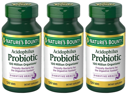 Nature's Bounty Acidophilus Probiotic 360 Tablets Pack of 3 Bottles