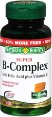 Bottle of Nature's Bounty B-Complex with Folic Acid Plus Vitamin C tablets, 150 count (pack of 1)