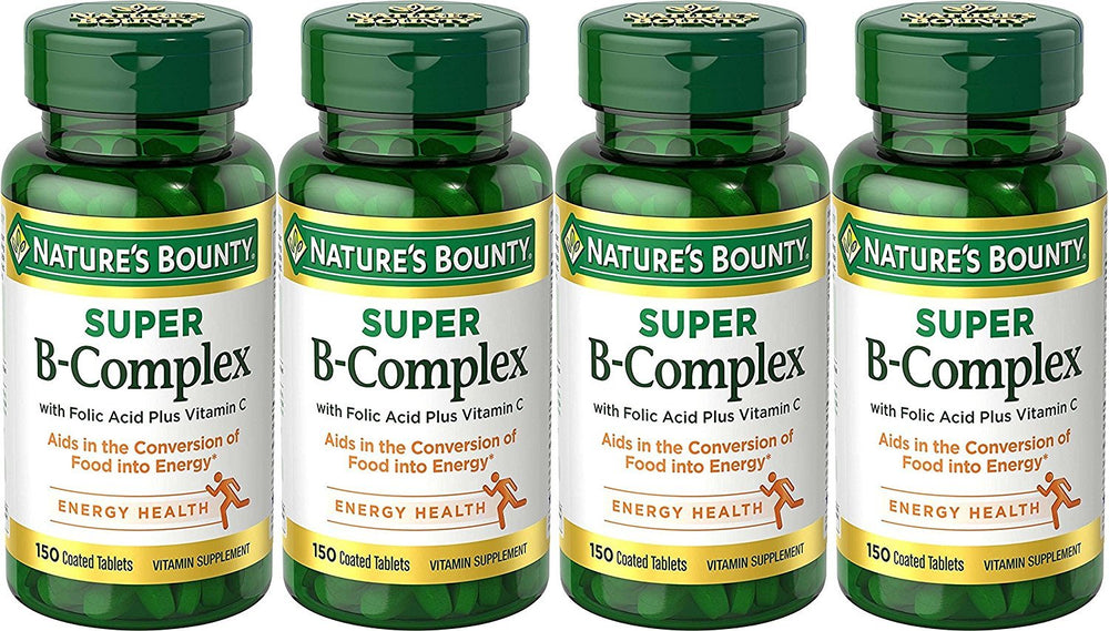 Nature's Bounty B-Complex with Folic Acid and Vitamin C tablets – 150 count per bottle, pack of 4