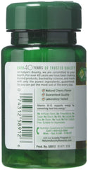 Close-up of Nature's Bounty B-12 5000 mcg packaging and cherry flavor