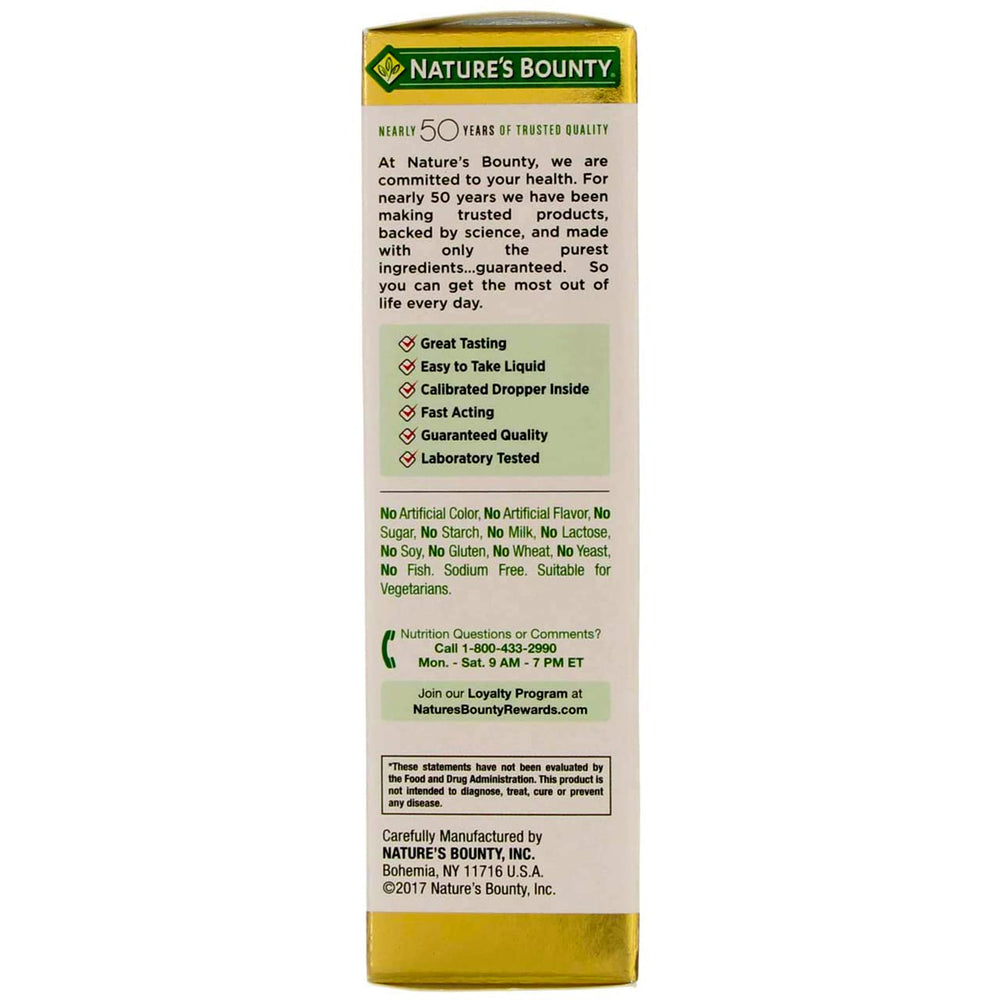 Nature's Bounty B12 Sublingual Liquid 2 oz pack back view