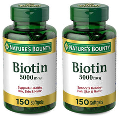 Nature's Bounty Biotin 5000 mcg 150 Softgels - 2-pack retail set image 1