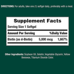 Nature's Bounty Biotin 5000 mcg 150 Softgels - 2-pack retail set image 3
