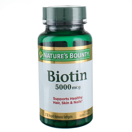 Nature's Bounty Biotin 5000 mcg Liquid Softgels bottle front view