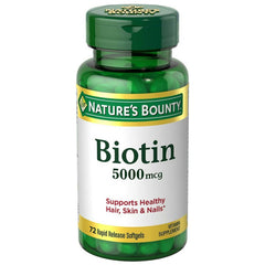 Nature's Bounty Biotin 5,000 mcg capsules – 72 count bottle