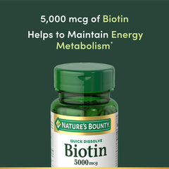 Supplement facts panel on Biotin bottle
