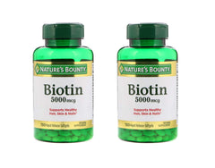 Nature's Bounty Biotin 5000 mcg Softgels - front view of two-bottle pack