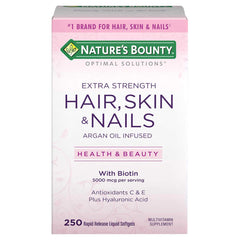 Front view of Nature's Bounty Biotin 5000 mcg Hair Skin Nails bottle