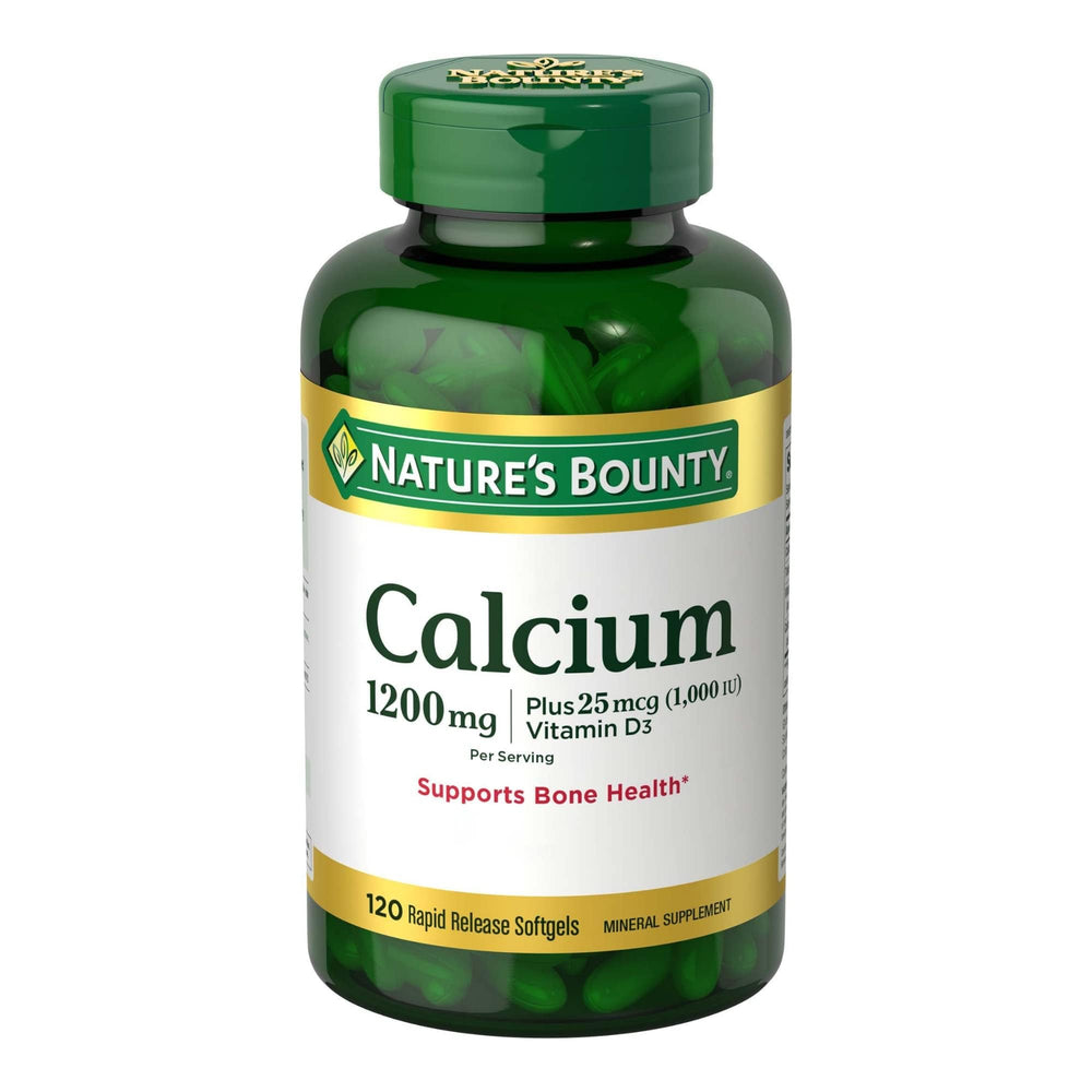 Bottle of Nature's Bounty Calcium Carbonate & Vitamin D with label